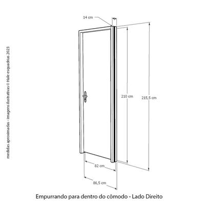 Kit Porta De Madeira 82 X 2.10 Friso Agatha Bat.misto 14cm Fech.wc Rosê Lado Direito - Hale
