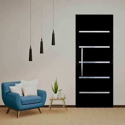 Porta Lambril Solara Com Puxador 80 X 2.10 Preta Lado Direito - Hale