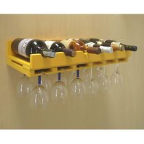 Porta Taças E Prateleira Adega Bar New Vinhos E Garrafas Amarelo Laca