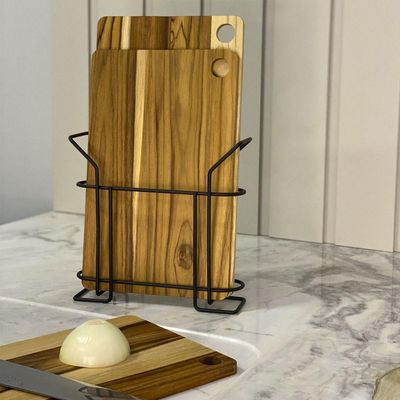 Kit 3 Tábuas De Madeira Com Suporte Em Aço - Stolf