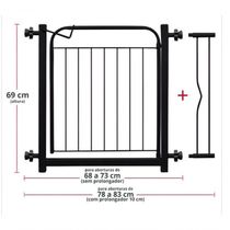 Grade Portão Portãozinho Proteção Pet 69 A 84 Cm Preto C- Prolongador Incluso