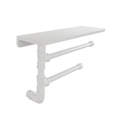 Suporte De Parede Porta Papel Toalhas E Prateleira Para Temperos Cozinha Estilo Industrial Branco