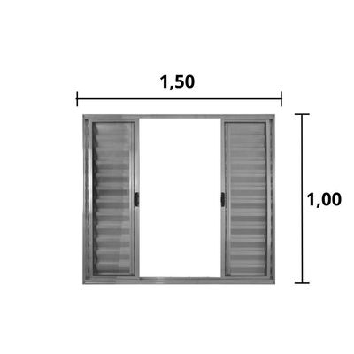 Veneziana 6 Folhas De Correr S/grade 1.00 X 1.50 Alumínio Brilhante Linha Modular - Hale