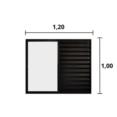 Veneziana 3 Folhas De Correr S/grade 1.00 X 1.20 Alumínio Preto Linha Modular - Hale
