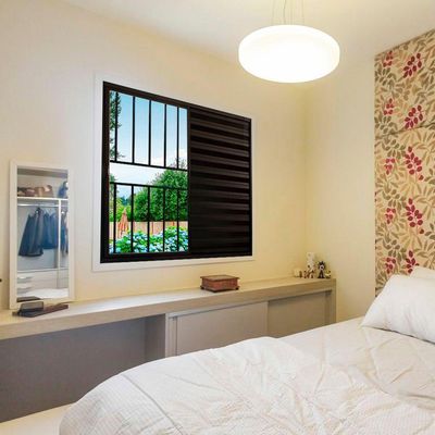 Veneziana 3 Folhas De Correr C/grade 1.00 X 1.00 Alumínio Preto Linha Modular - Hale