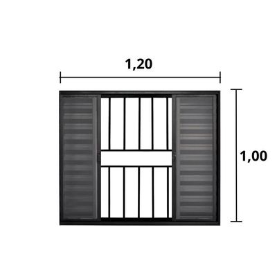Veneziana 6 Folhas De Correr C/grade 1.00 X 1.20 Alumínio Preto Linha Modular - Hale