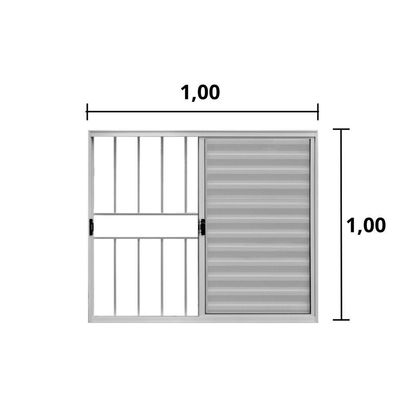Veneziana 3 Folhas De Correr C/grade 1.00 X 1.00 Alumínio Branco Linha Modular - Hale