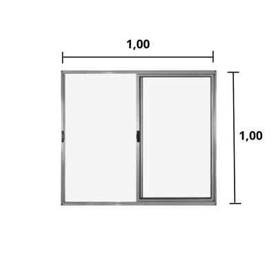 Janela 2 Folhas De Correr S/ Grade 1.00 X 1.00 Alumínio Brilhante Linha Modular - Hale