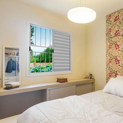 Veneziana 3 Folhas De Correr C/grade 1.00 X 1.00 Alumínio Branco Linha Modular - Hale