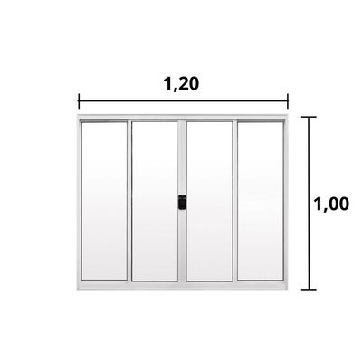 Janela 4 Folhas De Correr S/ Grade 1,00 X 1.20 Alumínio Branco Linha Modular - Hale