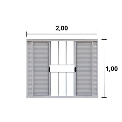 Veneziana 6 Folhas De Correr C/grade 1.00 X 2.00 Alumínio Branco Linha Modular - Hale