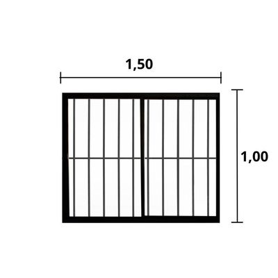 Janela 2 Folhas De Correr C/ Grade 1.00 X 1.50 Alumínio Brilhante Linha Modular - Hale