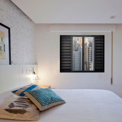 Veneziana 6 Folhas De Correr S/grade 1.00 X 1.00 Alumínio Preto Linha Modular - Hale
