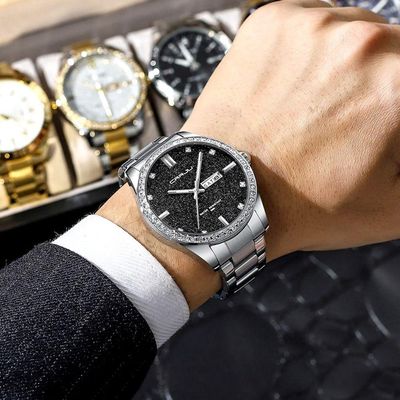 Relógio Masculino Analógico Impermeável Em Aço Inoxidável Data Automática Prata
