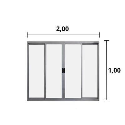 Janela 4 Folhas De Correr S/ Grade 1.00 X 2.00 Alumínio Brilhante Linha Modular - Hale