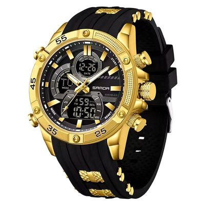 Relógio De Pulso Impermeável Masculino Esportivo De Quartzo Preto Dourado