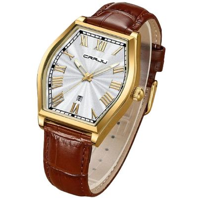 Relogio Analógico Masculino De Quartzo Design Criativo Tonneau à Prova D'água Dourado