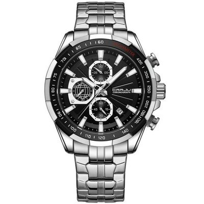 Relógio De Pulso Masculino Esportivo Resistente à água Pulseira De Aço Inoxidável Prata