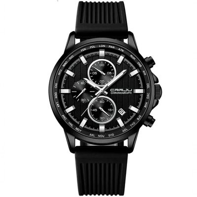 Relógio De Pulso Quartzo Masculino Design Esportivo 3atm Impermeável Preto