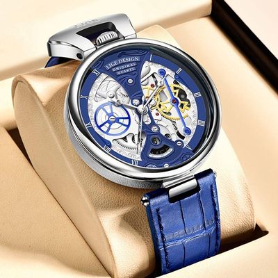 Relógio De Quartzo Lige Design Classico Calendário à Prova D'água Azul