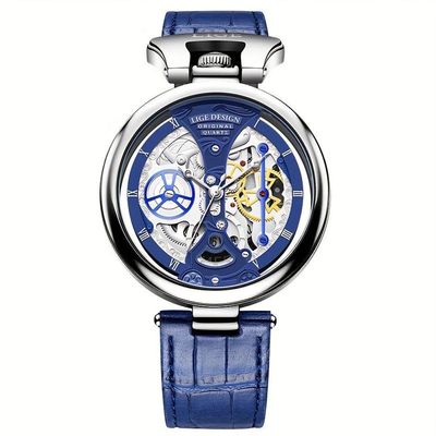 Relógio De Quartzo Lige Design Classico Calendário à Prova D'água Azul