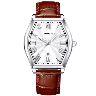 Relogio Analógico Masculino De Quartzo Design Criativo Tonneau à Prova D'água Branco