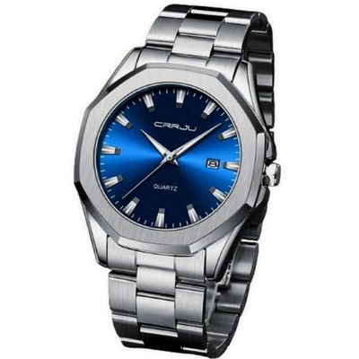 Relógio Masculino De Aço Inoxidável Movimento De Quartzo Impermeavel 3 Atm Azul