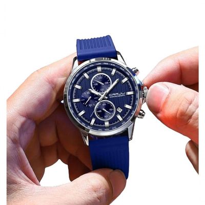 Relógio De Pulso Quartzo Masculino Design Esportivo 3atm Impermeável Azul