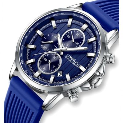 Relógio De Pulso Quartzo Masculino Design Esportivo 3atm Impermeável Azul