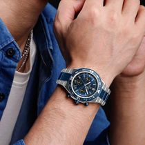 Relógio De Quartzo Masculino Com Pulseira De Aço Inoxidável Esportivo Impermeável Azul