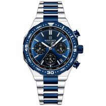 Relógio De Quartzo Masculino Com Pulseira De Aço Inoxidável Esportivo Impermeável Azul