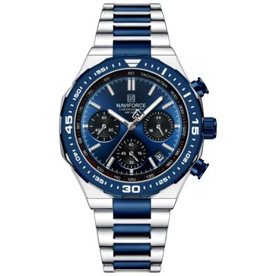 Relógio De Quartzo Masculino Com Pulseira De Aço Inoxidável Esportivo Impermeável Azul