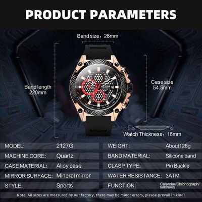 Relogio Masculino Megir 2127 à Prova D'água Ouro Rose