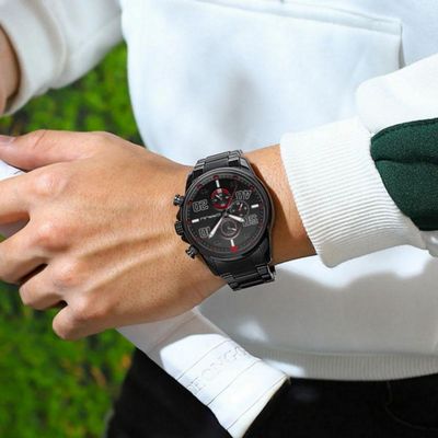 Relógio De Pulso Masculino Quartzo Design Dial Grande Esportivo Impermeavel 3atm Vermelho