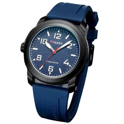 Relógio De Pulso De Quartzo Masculino Com Pulseira De Silicone Impermeavel 3atm Azul