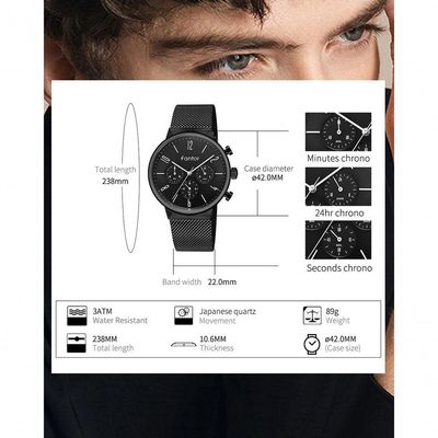 Relógio Masculino Fantor Wf1016g à Prova D'água Azul