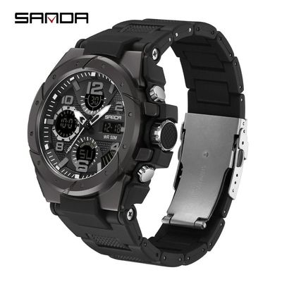 Relógio Masculino Sanda 9009 à Prova D'água Vermelho