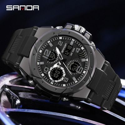 Relógio Masculino Sanda 9009 à Prova D'água Vermelho