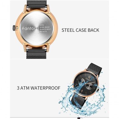 Relógio Masculino Fantor Wf1017g à Prova D'água Preto