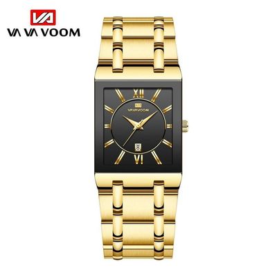 Relógio Masculino De Luxo Retangular Va Va Voom Va-2431 À Prova D'Água Preto