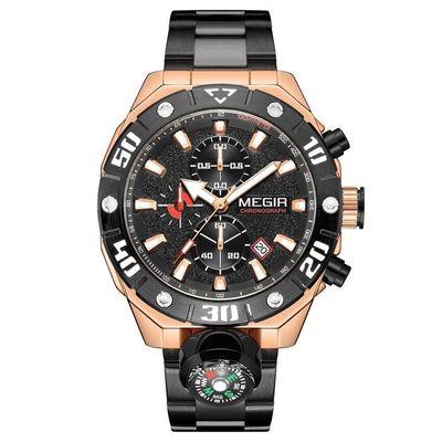 Relógio De Pulso Masculino Megir 2219 à Prova D'água Ouro Rosa
