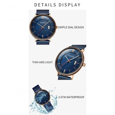 Relógio Masculino Fantor Wf1024g à Prova D'água Azul