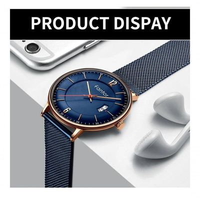 Relógio Masculino Fantor Wf1024g à Prova D'água Azul