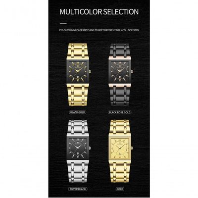 Relógio Masculino De Luxo Retangular Va Va Voom Va-2431 À Prova D'Água Bronze
