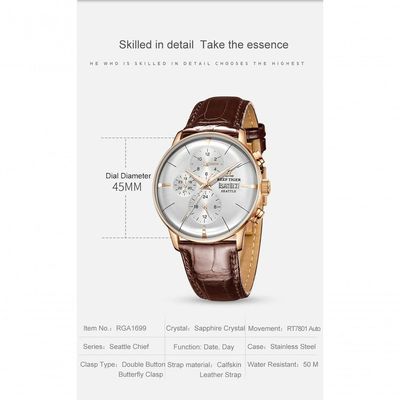 Relógio Masculino Reef Tiger Rga1699-pws à Prova D'água Marrom