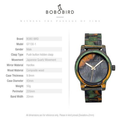 Relógio De Pulso Masculino Bobo Bird Gt130 À Prova D'Água Verde Sim