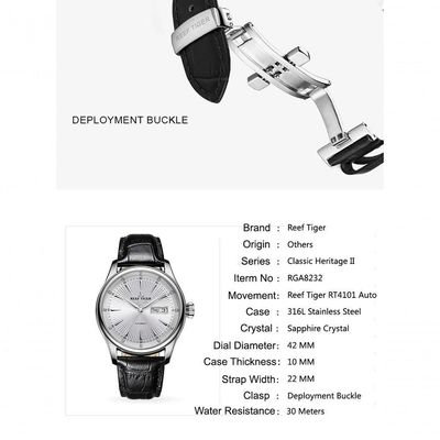 Relógio Masculino Reef Tiger Rga8232-yby à Prova D'água Prata
