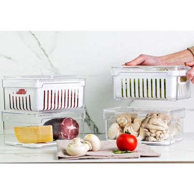 Kit Organizador De Geladeira Clear Fresh 4 Peças Transparente Ou