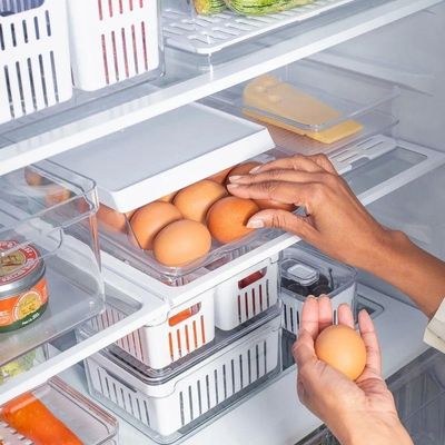 Kit Organizador De Geladeira Clear Fresh 4 Peças Transparente Ou