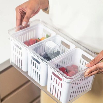 Kit Organizador De Geladeira Clear Fresh 4 Peças Transparente Ou
